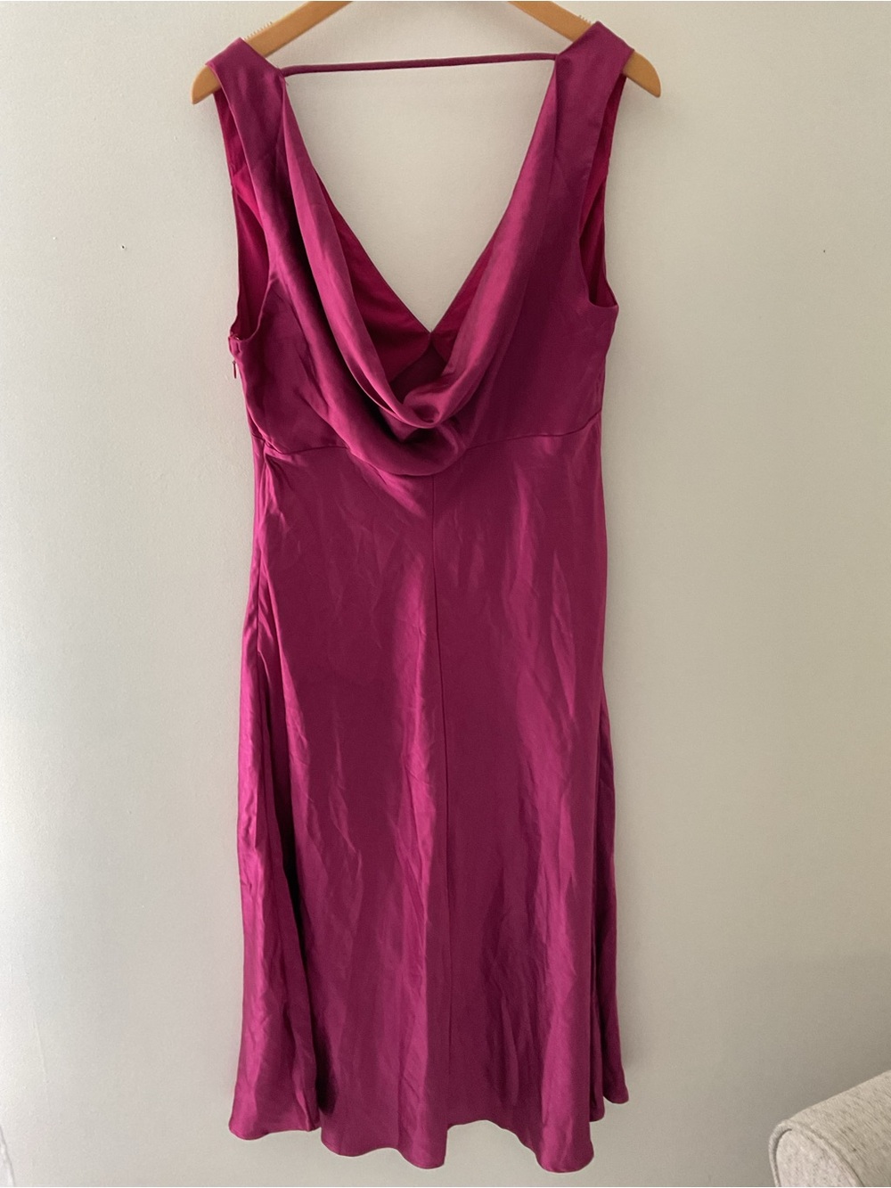 Lulus Incredible Love Magenta Satin Cowl Back V-Neck Midi Slip Dress XL - Picture 6 of 14